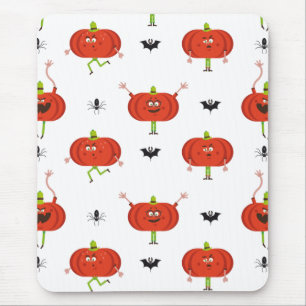 Alfombrilla De Ratón Calabazas de halloween, patrón de araña y murciéla
