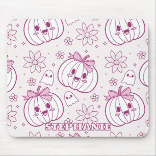 Alfombrilla De Ratón Calabazas, fantasmas y flores de Kawaii