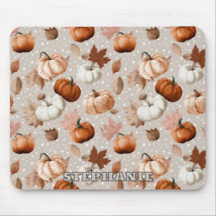 Alfombrilla De Ratón Calabazas rusticas de otoño y hojas de otoño (2)