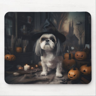 Alfombrilla De Ratón Calabazas Shih Tzu Halloween Asustadizas