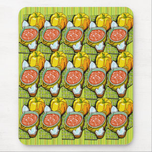 Alfombrilla De Ratón Calabazas, sopa y fondo a rayas