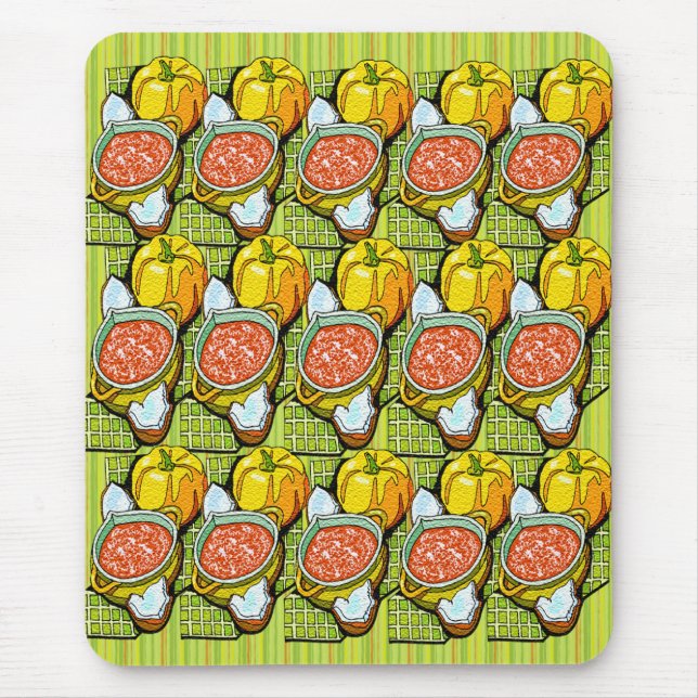 Alfombrilla De Ratón Calabazas, sopa y fondo a rayas (Frente)