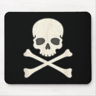 Alfombrilla De Ratón Calavera antigua y huesos cruzados pirata hallowee