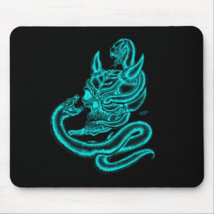 Alfombrilla De Ratón Calavera - Cabeza malvada con serpiente