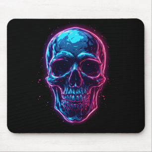 Alfombrilla De Ratón Calavera ciberpunk neón synthwave resplandor gótic