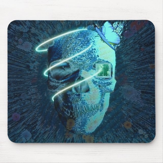 Alfombrilla De Ratón Calavera con decoración de mariposas (Frente)