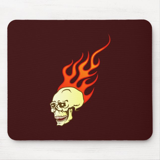 Alfombrilla De Ratón Calavera cráneo skull llamas de flames (Frente)