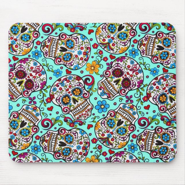 Alfombrilla De Ratón Calavera de azúcar, Día de los Muertos #1 (Frente)