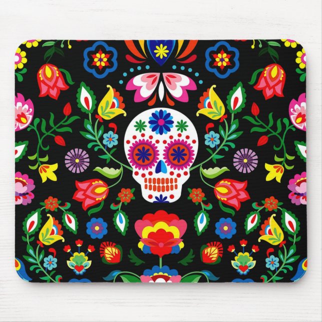 Alfombrilla De Ratón Calavera de azúcar, Día de los Muertos #18 (Frente)
