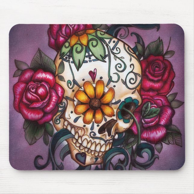 Alfombrilla De Ratón Calavera de azúcar, Día de los Muertos #25 (Frente)