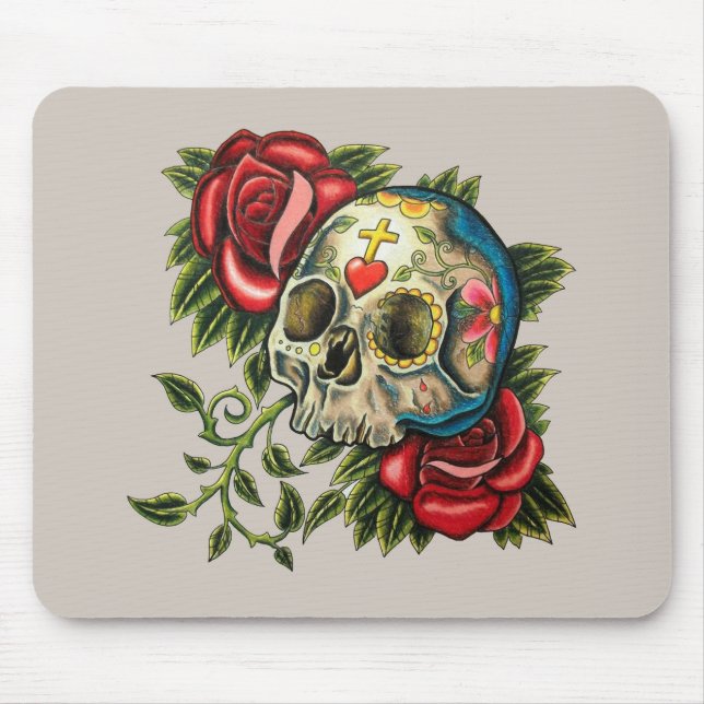 Alfombrilla De Ratón Calavera de azúcar, Día de los Muertos #26 (Frente)