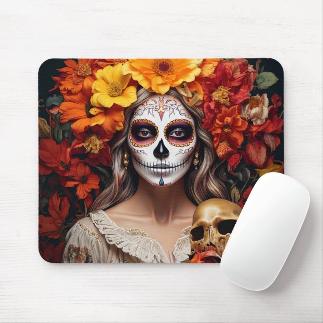 Alfombrilla De Ratón Calavera de azúcar Lady Mousepad (Con ratón)