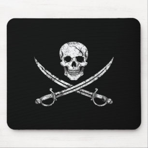 Alfombrilla De Ratón Calavera de pirata huesos cruzados espada jolly ro