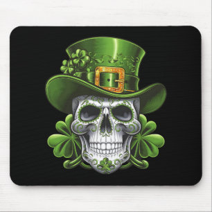 Alfombrilla De Ratón Calavera Día de San Patricio Trébol
