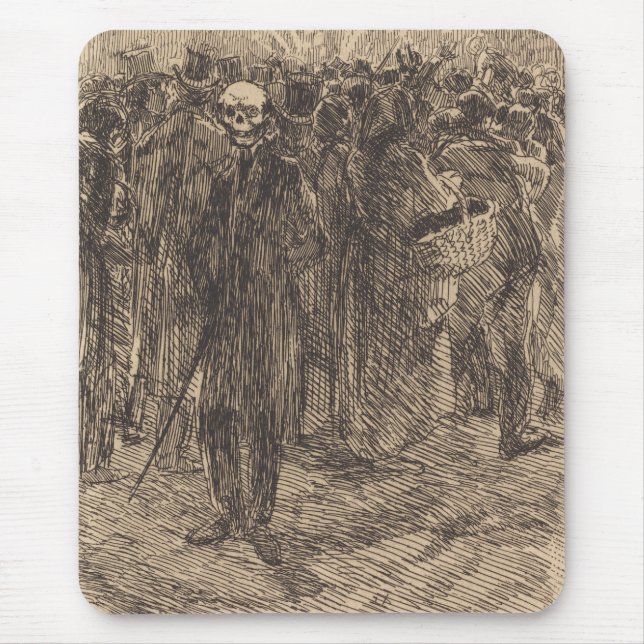 Alfombrilla De Ratón Calavera en la multitud (por Albert Besnard) (Frente)