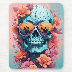Alfombrilla De Ratón Calavera Floral Colorida