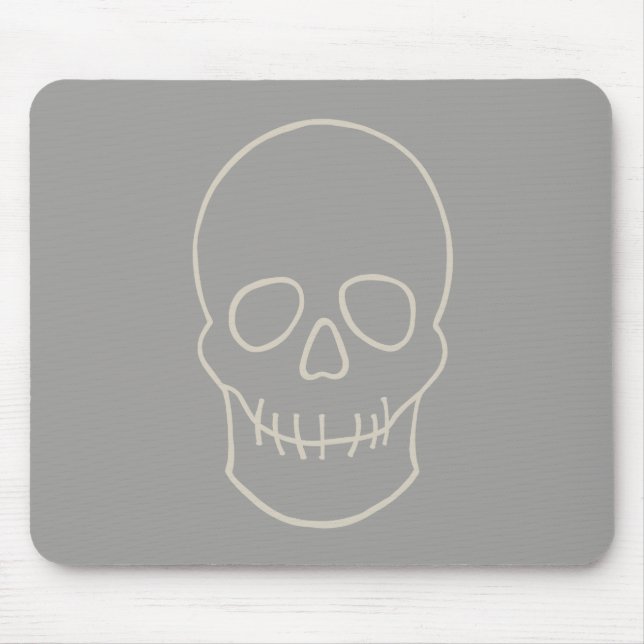 Alfombrilla De Ratón Calavera - Gris fantasma y blanco óseo (Frente)