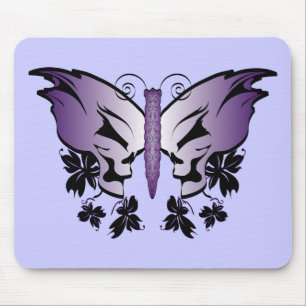 Alfombrilla De Ratón Calavera Mariposa Púrpura