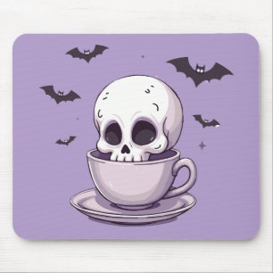Alfombrilla De Ratón Calavera Pastel Goth en Taza de Té