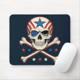 Alfombrilla De Ratón Calavera patriótica y bandera de los Estados Unido