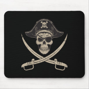 Alfombrilla De Ratón Calavera pirata vintage y cruces en el último minu