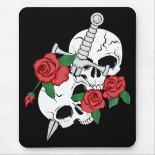 Alfombrilla De Ratón Calavera, Rosas y puñetazos