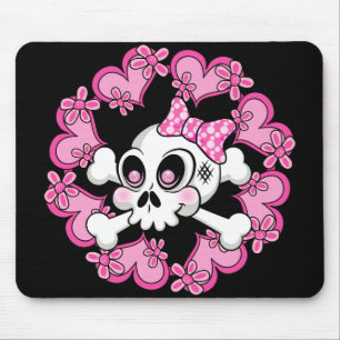 Alfombrilla De Ratón Calavera y corazones