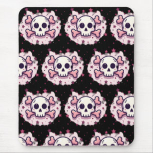 Alfombrilla De Ratón Calavera y Huesos Rosa Pastel