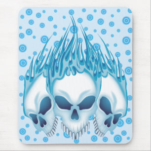 Alfombrilla De Ratón Calaveras azules en llamas