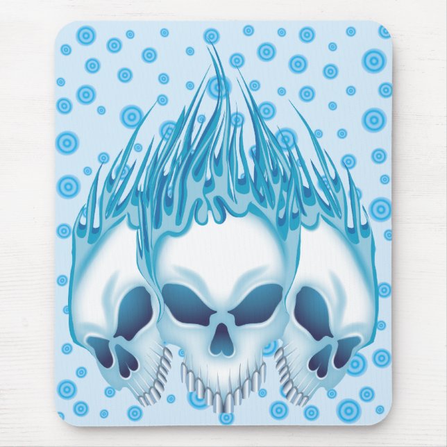 Alfombrilla De Ratón Calaveras azules en llamas (Frente)