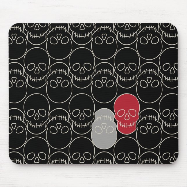 Alfombrilla De Ratón Calaveras - Blanco negro y negro (Frente)