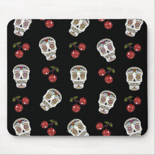 Alfombrilla De Ratón Calaveras de Azúcar Rockabilly RAB Cerezas Sobre N