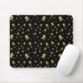 Alfombrilla De Ratón Calaveras de piratas de oro de Littles sobre fondo