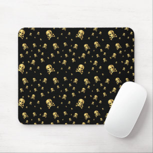 Alfombrilla De Ratón Calaveras de piratas de oro de Littles sobre fondo