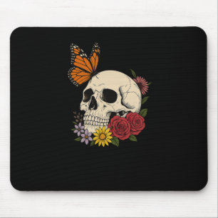 Alfombrilla De Ratón Calaveras Mariposa Monarca Flores Halloween Hombre