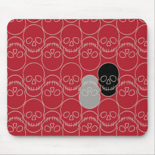 Alfombrilla De Ratón Calaveras - Rojo en sangre y blanco óseo