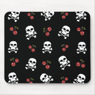 Alfombrilla De Ratón Calaveras y Cerezas RAB Rockabilly en Negro
