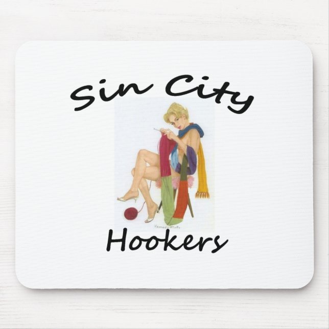 Alfombrilla De Ratón calcetero travieso, ganchillo y blac del logotipo (Frente)