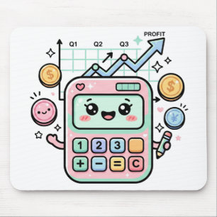 Alfombrilla De Ratón Calculadora Kawaii Pastel Finanzas Estudiante Pega