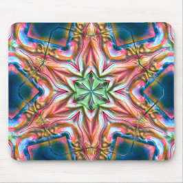 Alfombrilla De Ratón Caleidoscopio estelar en textura áspera, salmón qu