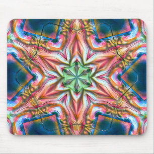 Alfombrilla De Ratón Caleidoscopio estelar en textura áspera, salmón qu