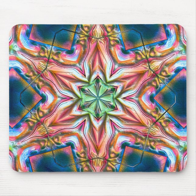 Alfombrilla De Ratón Caleidoscopio estelar en textura áspera, salmón qu (Frente)