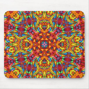 Alfombrilla De Ratón Caleidoscopio rojo extraño del fractal del vintag