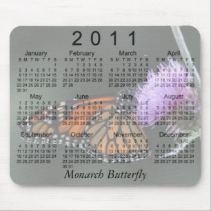 Alfombrilla De Ratón Calendario 2011 de la mariposa de monarca