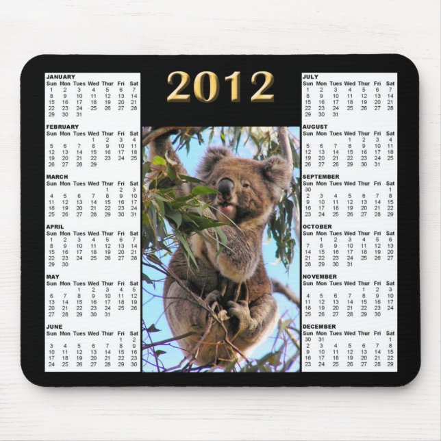 Alfombrilla De Ratón Calendario 2012 de la koala Mousepad (Frente)