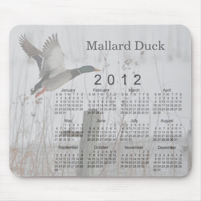 Alfombrilla De Ratón Calendario 2012 del pájaro (Frente)