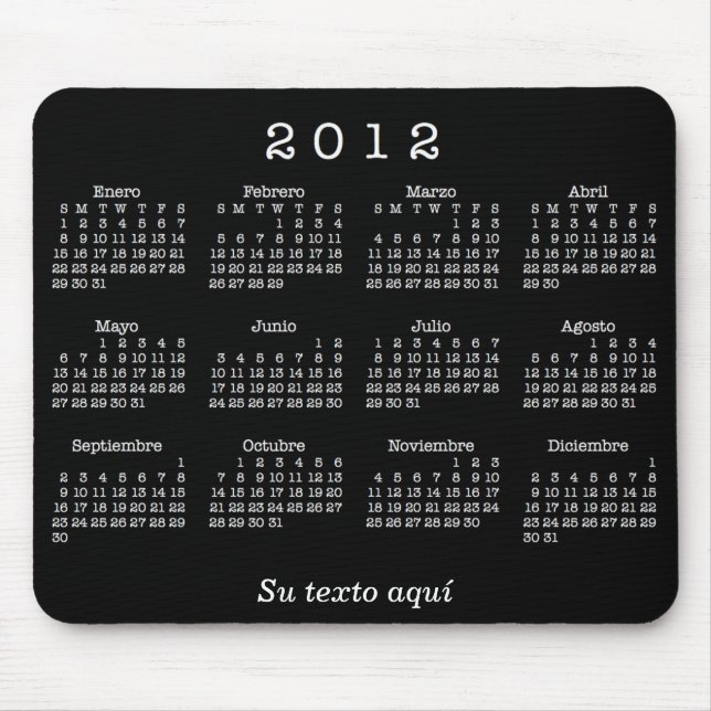 Alfombrilla De Ratón Calendario 2012 Españoles (Frente)
