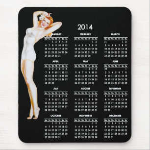 Alfombrilla De Ratón Calendario 2014 con el chica del Pin-Para arriba