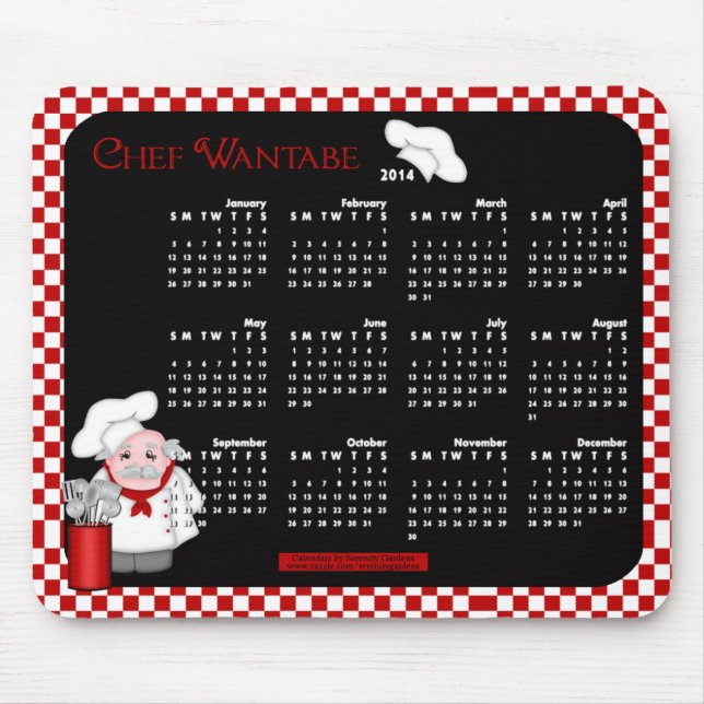 Alfombrilla De Ratón Calendario 2014 Mouse Pad-Chef Wantabe (Frente)