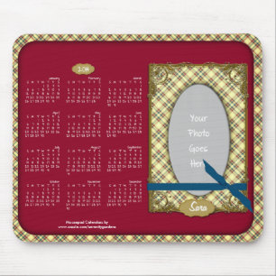 Alfombrilla De Ratón Calendario 2014 Raspberry azul Mousepad-Tartán